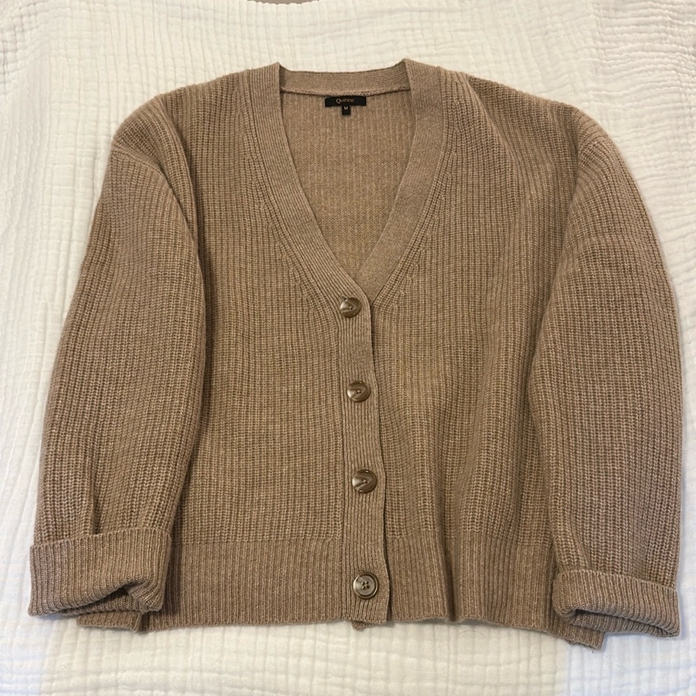 Quince Mongolian Cashmere Fisherman Cropped Cardigan